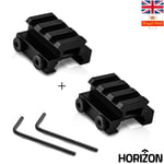 Horizon Airsoft 2X 1/2" 3 Slot 20mm Weaver Low Riser Rifle Base Scope Mount Rail