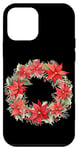 Coque pour iPhone 12 mini Poinsettia Rouge Vert Noël Hiver Fleur Vacances