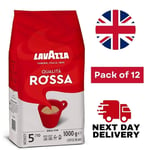 Lavazza Quality Rossa 1kg Coffee Beans - Traditional Coffee Taste, Pack of 12