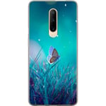 OnePlus 7 Pro Gennemsigtigt Telefoncover Blå fjäril