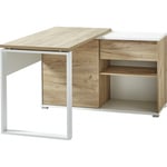 Bureau d'angle moderne chêne/blanc Pietro Chêne GW-LIONI : bureau