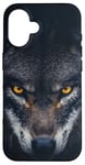 iPhone 16 Wolf Lovers Black Wolf Wild Animal Lovers Wolf Illustration Case