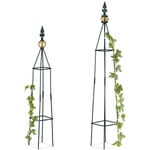 Tuteur jardin pyramide colonne rosier arche plante grimpante set 2 métal arceau h: 99,5 et 81 cm, vert foncé - Relaxdays