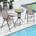 Design In - Lot de 2 Chaises Tabourets Bar Pliables Textilène Charge 150KG Antidérapants Repose-pieds Jardin Piscine Café CW82286