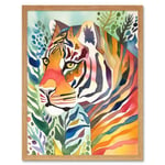 The Hidden Tiger Folk Art Art Print Framed Poster Wall Decor 12x16 inch