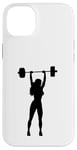 Coque pour iPhone 14 Plus Silhouette Femme Overhead Pressing a Barbell