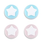 eXtremeRate PlayVital Star Design Cute Switch Thumb Grip Caps, Cherry Blossoms Pink & Heaven Blue Joystick Caps for Nintendo Switch Lite, Silicone Analog Cover Thumbstick Grips for Joy-Con Controller