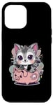 Coque pour iPhone 12 Pro Max Chat kawaii avec tirelire