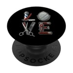 Love Design Hairdresser Hairdryer Scissors Barber Hair Brush PopSockets Swappable PopGrip