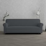 Italian Bed Linen “ Leslie” Sofa Cover, 95% Polyester + 5% Elastometer, Dark Gray, 3 Places