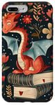 Coque pour iPhone 7 Plus/8 Plus Motif de ver de bibliothèque Cute Dragon Books Cottagecore