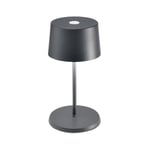 Zafferano, Lampe Olivia Mini, Lampe de Table Portable et Rechargeable avec Contrôle Tactile, Convient pour le Salon et l'Extérieur, Dimmer 2200-3000 K, Hauteur 22 cm, Couleur Gris Foncé