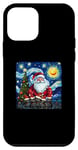 Coque pour iPhone 12 mini Chat noir Van Gogh Noël Nuit étoilée Père Noël