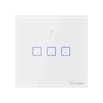 Interrupteur Mural Intelligent,Sonoff Interrupteur Connecté WiFi sans fil avec Contrôle à Distance&Contrôle RF,Compatible avec Alexa,Google Home,Interrupteur Tactile Avec Fonction de Temps(3 Gang)