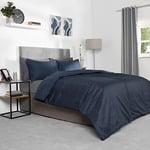 OHS Coverless Duvet Single Bedding Set with Pillowcase, Summer Duvet Camping Quilt Single Coverless Duvet Blue Navy Quilted Bedding Microfibre, 10.5 Tog Soft Touch