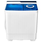 COSTWAY Twin Tub Washing Machine, 4.5KG/8.5KG/10.5KG Total Portable Laundry Washer Spin Dryer Timing Function and Drain Pump for Apartment Dorms (Blue+White, 6.5kg Washer+2kg Dryer)