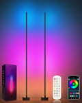 Miortior Lampadaire LED sur Pied, Lampadaire RGB 2 Pièces avec Contrôle APP et Télécommande, Musique Sync, 16 Millions de Couleurs & 68 Modes de Scène, Lampe Moderne pour Salon, Chambre, Salle de Jeux