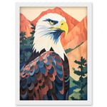 Majestic Bald Eagle Forest Mountain Landscape Graphic Artwork Framed Wall Art Print A4