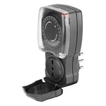 POLY POOL - PP1412 Bloc multiprise temporisée par Timer quotidien pour extérieur - Timer Prise électrique bivalente 10/16 A 2 P+T et fiche 16 A 2 P+T