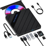 8-in-1 External CD DVD Drive for Laptop USB 3.0 Type-C Slim Portable Player... 