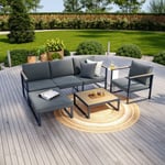 Salon de jardin angle aluminium polywood 5 Places gris et naturel- valence - Anthracite