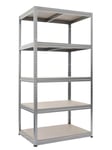 Work>it HOME It® steel bookcase with 5 wooden shelves 180×90×40 cm galvanized