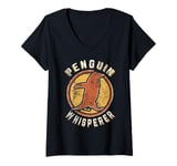 Womens Penguin Whisperer Vintage Classic Retro Animal Love V-Neck T-Shirt