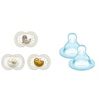 MAM Lot de 3 sucettes originales Day & Night avec tétine en silicone SkinsoftTM ultra douce pour bébé 6 mois Neutre & Tétine Silicone Mam nº3 4m+ 2 unité - MAMA106,