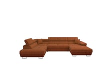 Gabina Sofa med Divan og Sjeselong 4-seter - Oransje U-sofa