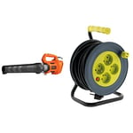 BLACK+DECKER Souffleur Axial Filaire 1850W, Souffleur de Feuilles Mortes avec 2 Vitesses et Racloir Intégré, Volume de soufflerie 12,75 m3/Min & Enrouleur ménager 15m 3G1 mm²