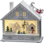 Winterland Batteridriven Siluett Hus & Tomte Vit