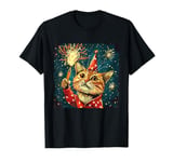 New Year Cheer with this Happy and Funny looking Cat Design T-Shirt