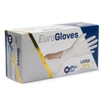 Latexhandskar Eurogloves | storlek M | puderfria | vit | 100st