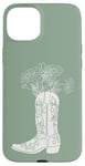 iPhone 15 Plus Sage Green Coastal Cowgirl Floral Cowboy Boot Western Case