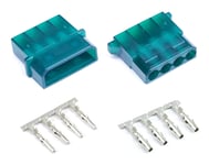 Set of Green Male & Female 4 Pin Molex Connectors with Pins for PC Power Supply