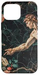 Coque pour iPhone 16 Pro Max Noir Art Déco Floral Michel-Ange Création Of Adam Sixtine