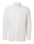 SELECTED HOMME Men's Slhregkylian-Linen Shirt Ls Classic Noos Long Sleeve, White, L