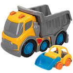 ColorBaby Kiddy GO! - Camion Jouet, Camion Bateau Jouet, Camion pour Enfants avec lumière et Son, Camion Construction avec Mini Pelleteuse, Jouets éducatifs, Jouets Enfants 1 an (46608)