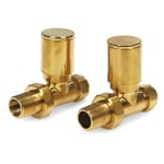 Kartell Brushed Brass Straight Manual Radiator Valve 15mm