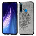 AUSKAS-UK Shockproof Protective Case For Xiaomi For Xiaomi Redmi Note 8ï¼ ProEmbossed Mandala Pattern PC + TPU + Fabric Phone Case with Lanyard & Magnetic(Black) Combination Case (Color : Gray)