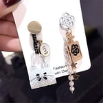 ZSCZQ Camélia émail numéro 5 Bouteille de Parfum Boucles d'oreilles Goutte Femmes Sac à Main Gland Perle Boucles d'oreilles Marque de Mariage Bijoux Blanc