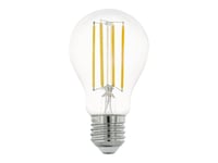 Eglo - Led-Glödlampa Med Filament - Form: A60 - E27 - 8 W (Motsvarande 75 W) - Klass E - Varmt Vitt Ljus - 2700 K - Transparent