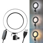 6" LED-ringljus Dimbar USB 5500K fyllningslampa Light + Adapter