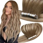 Easyouth Tape in Hair Extensions Human Hair Balayage 12 Inch 30g 20Pcs Invisible Tape in Extensions Brown to Medium Blonde Ombre Glue on Hair Extensions