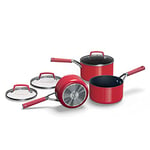 Ninja Foodi ZEROSTICK Vivid Set de 3 casseroles, Aluminium, Antiadhésives, Antirayures, Toutes plaques de cuisson, Résistantes au four, Compatibles lave-vaisselle, Rouge foncé, C23000EU