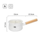 Single Handle Porcelain Enamel Milk Coffee Heating Pot Baby Food Cooking Sauce Pan Kitchen Pot for Induction Cooker Gas Stove-White C