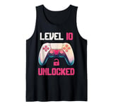 Level 10 Unlocked Video Gamer 10 Birthday 10 Year Old Girl Tank Top