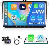 2+64G Android Autoradio Pour Vw Passat B6 Golf V Vi 5 6 Pôle 9 Pouces Carplay Android Auto Touchscreen Avec Bluetooth Wifi/Gps/Hifi/Rds/Usb/Fm/Swc/Rca+Ahd Caméra Arrière