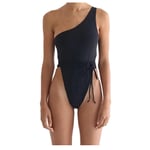 Janly Women Swimsuit Ladies High-Cut Leg One Piece Swimming Suit Women Fashion Solid Single Shoulder Bandage Swimsuit Bikini Beach Suit One Piece