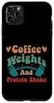 Coque pour iPhone 11 Pro Max Poids de café vintage et shake protéiné drôle sarcastique gym